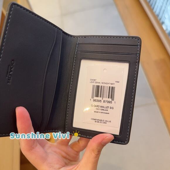 NWT Coach Id Wallet In Signature Canvas CW367, Light Denim / Midnight Navy - Picture 2 of 5